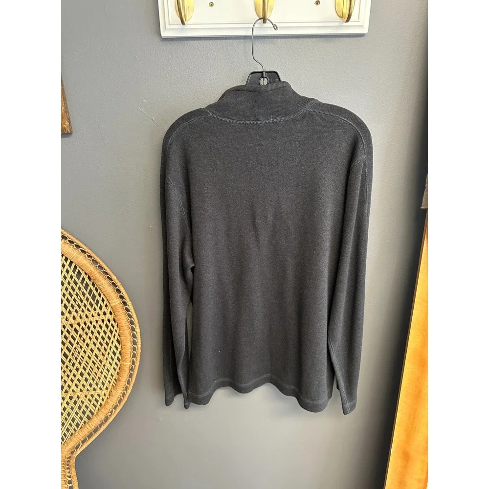 Banana Republic Mens L Quarter Zip Pullover Sweater Gray Casual Long Sleeve Mock